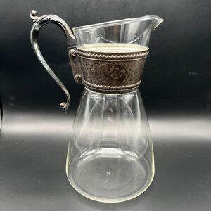Antique Glass Coffee Carafe Pitcher Silverplate Replacement for Warmer Set